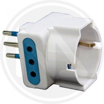 Adaptador Triple Fanton 2P+T 10A con 2 Tomas 10A y 1 Schuko 16A Blanco