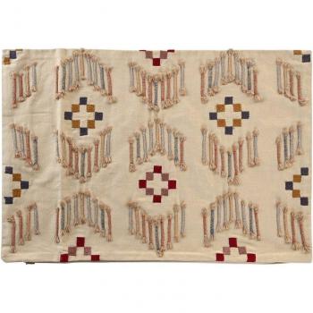 Funda de cojín de algodón beige con medidas 60x1x40 cm
