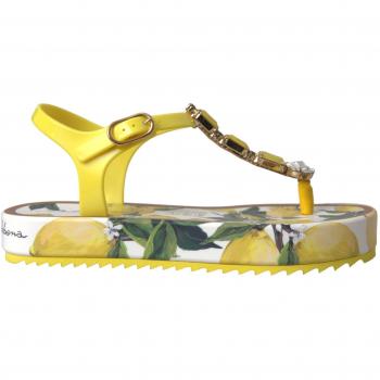 Dolce & Gabbana Yellow Lemon Beachwear Flats Sandals Shoes - EU35/US4.5, Sizes: 2 UK, Size: 5 US