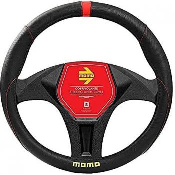Cubierta para Volante Momo Carbon Look Universal en Color Negro y Rojo