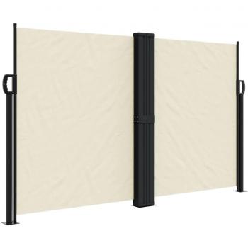 Toldo lateral retráctil 140x1000 cm color negro, crema y azul, pantalla de privacidad independiente, protección UV, sombrilla para jardín, patio, terraza y balcón