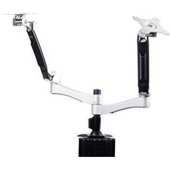 SilverStone SST-ARM22SC - Montaje de dos brazos para monitor LCD LED, Ajustable, con rotación de 360º, basculante arriba/abajo 90º, izquierda/derecha 90º & 180º hacia fuera - Max VESA 100x100, plata