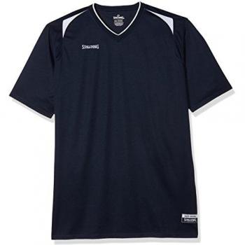 Spalding Attack Shooting Shirt Camiseta De Entrenamiento, Hombre, Azul Marino/Blanco, M