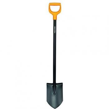 Fiskars Gardener's Pointed Spade for Hard, Stony Soils, Length: 117 cm, High-Steel Blade/Plastic Handle, Black/Orange, Solid, 1003455