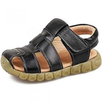 Gaatpot Unisex Niños Sandalias con Punta Cerrada Niña Niño Zapatos Sandalias de vestir en Cuero Zapatillas Verano Negro 22.5 EU/22 CN