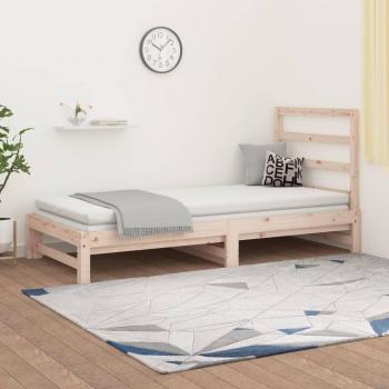Sofá cama extraíble de madera maciza de pino 2x(90x200) cm marrón