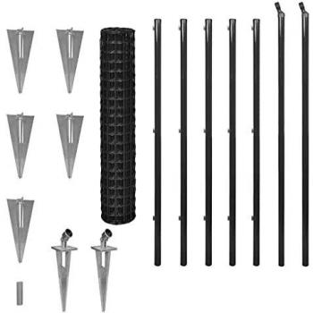 vidaXL Set Euro-Valla Estacas Tierra 10x1,5 m Acero Gris Cerca Malla Piqueta