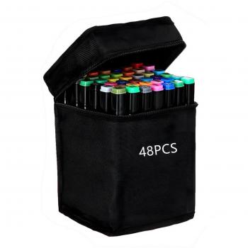 Juego de marcadores de alcohol Extralink 48 colores, puntas dobles
