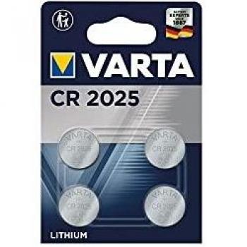 Baterías de Litio CR2025 VARTA - Paquete de 4 Piezas, 3 Voltios, Batería de Moneda