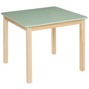 Mesa Cuadrada Clásica para Niños en Madera Verde y Beige - 60 x 60 x H 48 cm