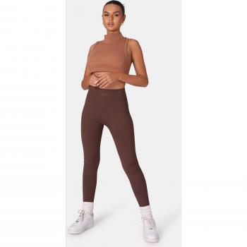 High Neck Racer Low Side Rib Crop Top Cinnamon