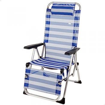 Tumbona reclinable Aktive rayas Marinero 149 x 78 x 49 cm, silla tumbona plegable playa con cojín, AKTIVE 62298 - Silla Tumbona Playa Plegable de aluminio