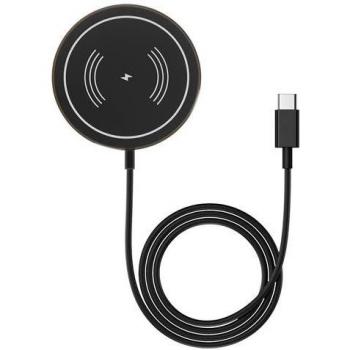 Cargador MagSafe 15W para iPhone con carga rápida y indicadores LED - Negro