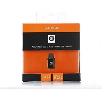 Cable USB/micro USB plat 1m reversible violeta y adaptador USB-C macho a micro USB hembra negro