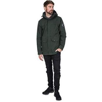 Trespass Rowland - Chaqueta impermeable con capucha extraíble para hombre, Hombre, Chaqueta impermeable con capucha extraíble., MAJKRAO10001_OLIXXS, verde oliva, XXS