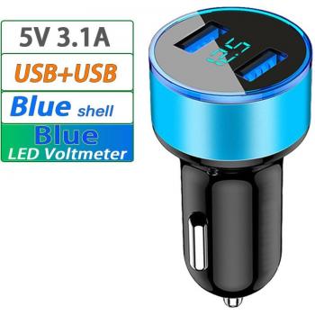 Cargador de coche USB Dual Rápido Universal 12V-24V con Pantalla LED 5V 3.1A ABS para iPhone y Huawei