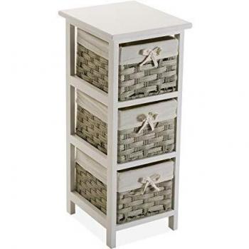 Cajonera Versa Pompei Madera 29 x 62 x 25 cm, Mueble para baño aglomerado efecto madera blanco