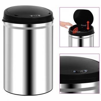 Cubo de Basura con Sensor Automático 30 L Acero Inoxidable Color Plateado y Negro