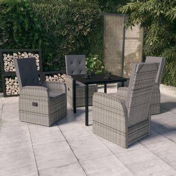 5 Piece Grey Garden Dining Set with Cushions
