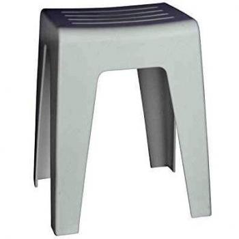 Hocker de baño Kumba, plástico blanco, resistente hasta 120 kg, dimensiones 38x47x32 cm