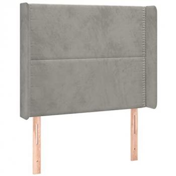 Cabecero con LED de terciopelo gris claro 93x16x118/128 cm