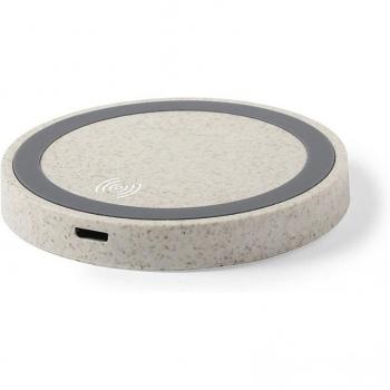 Cargador Inalámbrico Nature Fibra Caña de Trigo 5W Beige 7x1x7 cm
