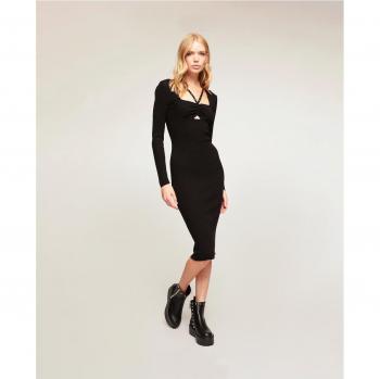 Vestido Midi de Punto de Canalé Motivi