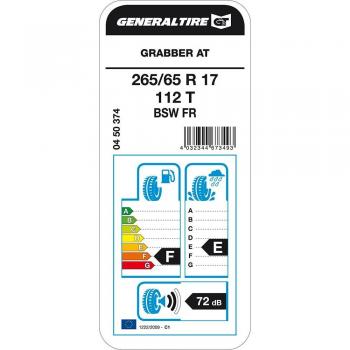 General GRABBER AT 265/65 R17 112T con protección de llanta lateral
