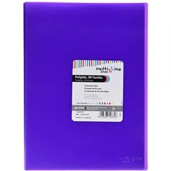 Grafoplás 01471735－Carpeta de fundas Multiline, 30 fundas, tamaño folio, color violeta