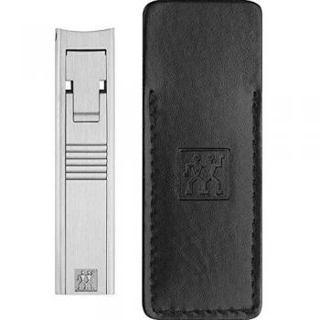 Zwilling Premium Compact Nail Clipper with Leather Case, Matte Stainless Steel