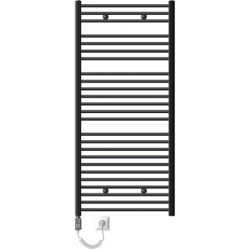 Radiador Toallero Eléctrico Luxebath Sahara 750x1500 mm Antracita Curvado 900W con Conexión Lateral Recta y Termostato Digital
