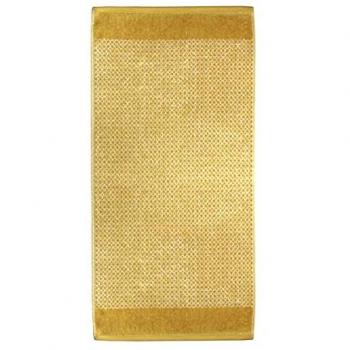 Toalla Jacquard Savu Rustic Shapes 100x150 cm Blanco/Mostaza