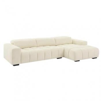 Sofá rinconera derecho de tela texturizada beige LOPONZA