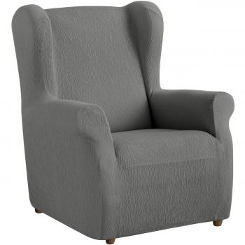 textil-home Funda de Sillón Orejero Elástico TEIDE, Tamaño 1 Plaza -Desde 70 a 100Cm. Color Gris