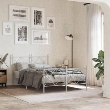 Cama de metal blanca con cabecero y estribo para pediatría 120x190 cm