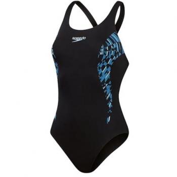 Bañador de natación Speedo Placement Muscleback para mujer en color negro, talla 46