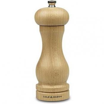 Cole & Mason HA0625P Beech Capstan Molinillo de Sal, Madera Clara, Precision+/Molienda Ajustable, Madera de Haya Natural, 165mm, Incluye 1 x Molino, Garanzia del Meccanismo a Vita