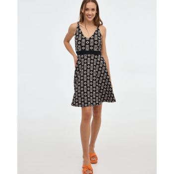 Vestido mini de tirantes con escote de pico, estampado total y textura INSIDE