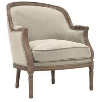 Sillón de lino Alienor - Beige, con brazos y entrega montada