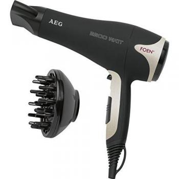 AEG HTD 5595 - Secador de pelo profesional con difusor, 3 niveles de temperatura, 2 velocidades, cable de 2 metros, 2200 W, color negro