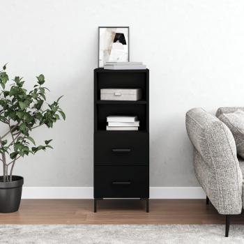 Aparador de madera contrachapada negro 34,5x34x90 cm Mueble de Almacenaje de Salón Buffet para salón Armario Auxiliar Armario de Almacenamiento