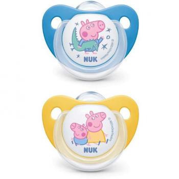 NUK Chupete de Silicona Peppa Pig para 6-18 Meses, Pack de 2 Unidades