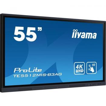 iiyama TE5512MIS-B3AG pantalla de señalización con diseño de quiosco de 55 pulgadas, LCD Wifi 4K Ultra HD en color negro con pantalla táctil y procesador incorporado Android 8.0 para uso continuo durante 18/7