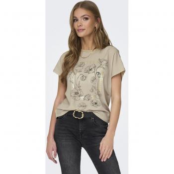 Camiseta Flora Beige Estampada de Only
