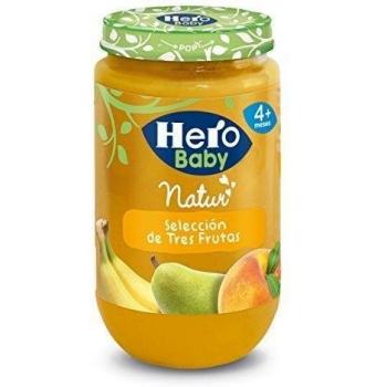 Hero Baby Tarritos Selección de 3 Frutas, 4 Meses +, 12 x 235g