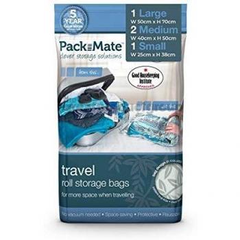 Packmate ® - 4 Bolsas enrollables para almacenaje comprimido - para Vacaciones, Viajes, Maletas Grandes y Mochilas