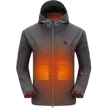DEWBU Chaqueta Calefactable con 7.4v Batería Softsell Impermeable Invierno para Actividades al Aire Libre
