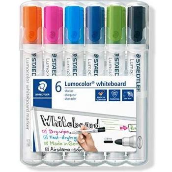 STAEDTLER 351 WP6-1 Lumocolor Whiteboard Marker. Estuche exclusivo STAEDTLER box con 6 marcadores para pizarra blanca, colores surtidos