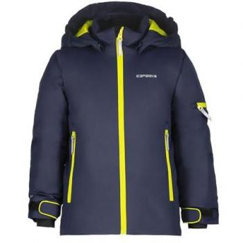 Icepeak Chaqueta Jian Azul para niños, chaqueta impermeable, transpirable, con capucha ajustable, cierre frontal con cremallera, bolsillos laterales con cremallera y puños elásticos