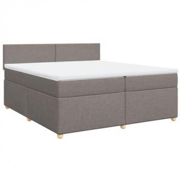 Cama box spring con colchón Tortera 200x200 cm en tela gris taupe
